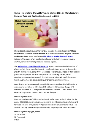 Global Hydrotalcite Chewable Tablets Market Research Report 2021-2026