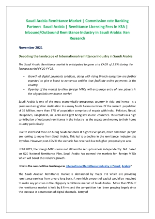 Saudi Arabia International Remittance Market Size, Share, Revenue, Growth Rate