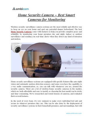 Home Security Camera – Best Smart Cameras for Monitoring