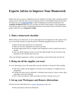 Experts Advice to Improve Your Homework.docx