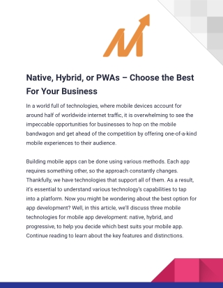 Native, Hybrid, or PWAs – Choose the Best For Your Business