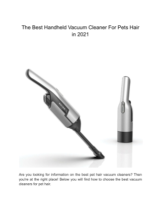 The Best Handheld Vacuum Cleaner For Pets Hair in 2021