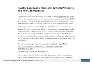 Poultry Cage Market - Global Industry Analysis, and Forecast 2031