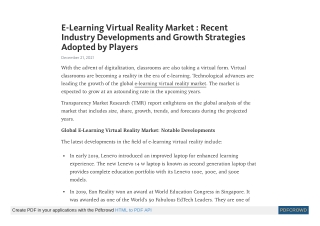 E-Learning Virtual Reality Market - Trends and Forecast 2027