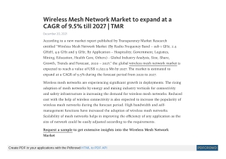 Wireless Mesh Network Market worth US$ 11,622.9 Mn by 2027