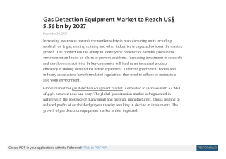 Gas Detection Equipment Market to Reach US$ 5.56 bn by 2027