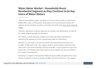 Water Meter Market to attain a valuation of US$ 6.1 Bn by 2027