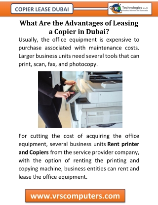 What Are the Advantages of Leasing a Copier in Dubai?