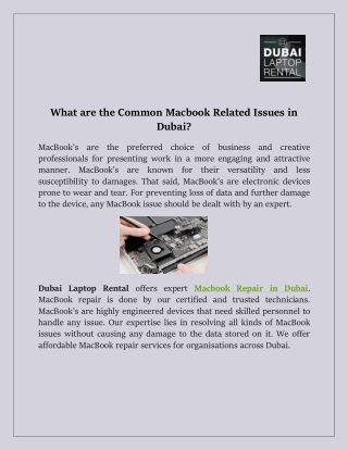 What are the Common Macbook Related Issues in Dubai?