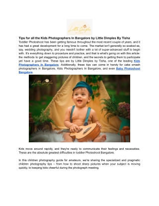 Tips for all the Kids Photographers In Bangalore by Little Dimples By Tisha