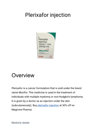 Plerixafor injection