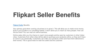 Flipkart Seller Benefits