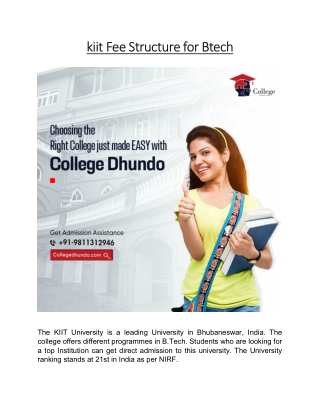 kiit Fee Structure for Btech | College Dhundo
