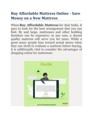 Buy Affordable Mattress Online - Save Money on a New Mattress