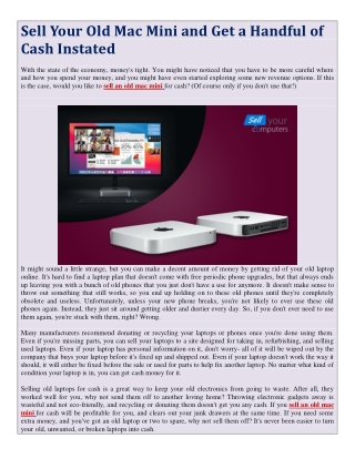 Sell Your Old Mac Mini and Get a Handful of Cash Instated