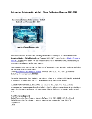 Global Automotive Data Analytics Market