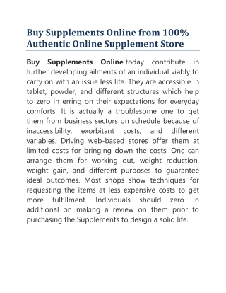 Buy Supplements Online from 100% Authentic Online Supplement Store