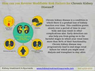 How can you Reverse Modifiable Risk Factors for Chronic Kidney Disease