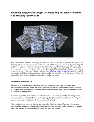 How does Ethylene and Oxygen Absorbers Help In Food Preservation And Reducing Food Waste