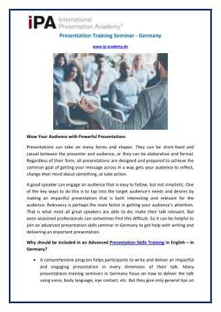 Presentation Skills Training
