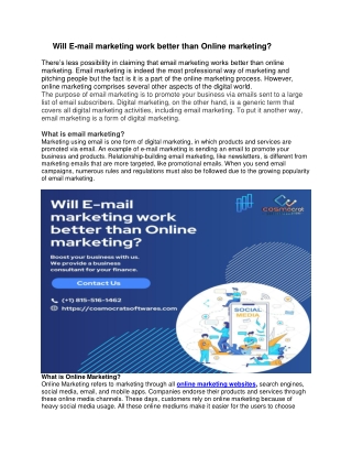 Will email marketing work better than online marketing
