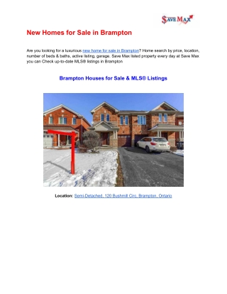 Luxurious New Homes for Sale in Brampton