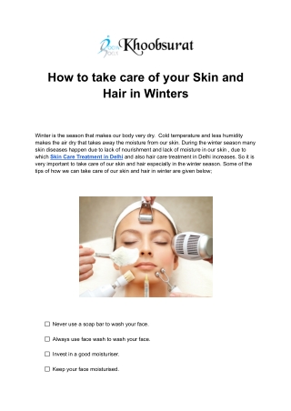 How to take care of your Skin and Hair in Winters