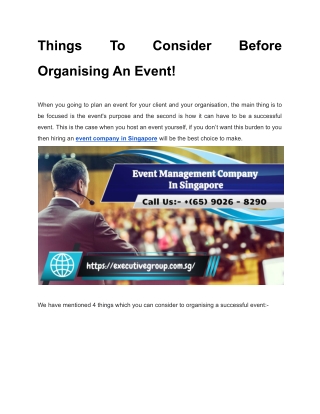 Things To Consider Before Organising An Event