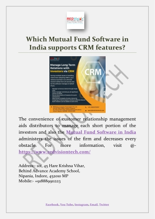 Which Mutual Fund Software in India supports CRM features