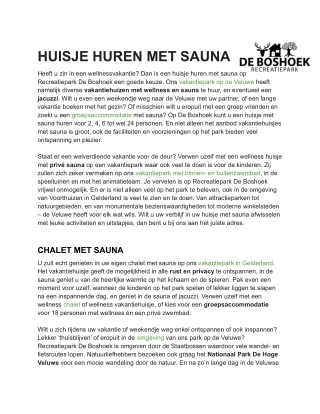 Vakantiehuis met sauna - De Boshoek