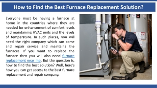 How to Find the Best Furnace Replacement Solution?