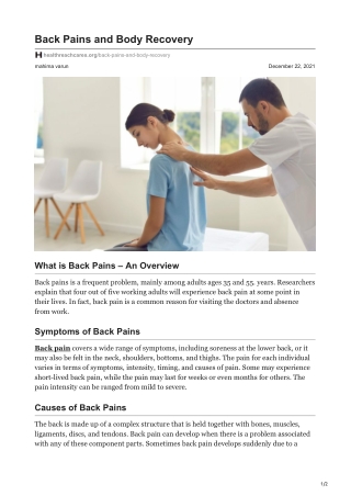 healthreachcares.org-Back Pains and Body Recovery