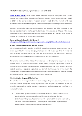 Scleritis Market Share, Trend, Segmentation and Forecast to 2029