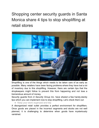 Shopping center security guards in Santa Monica share 4 tips to stop shoplifting at retail stores