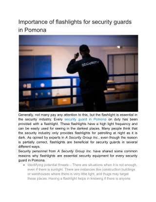 Importance of flashlights for security guards in Pomona