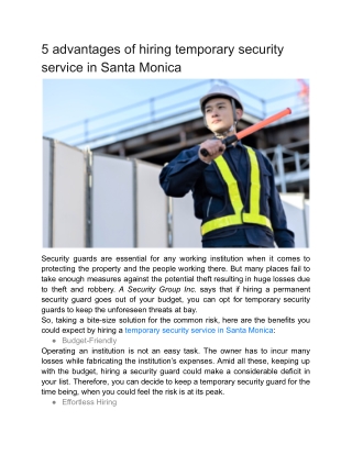 5 advantages of hiring temporary security service in Santa Monica