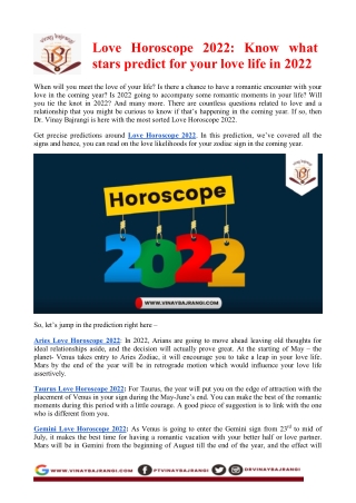 Love Horoscope 2022