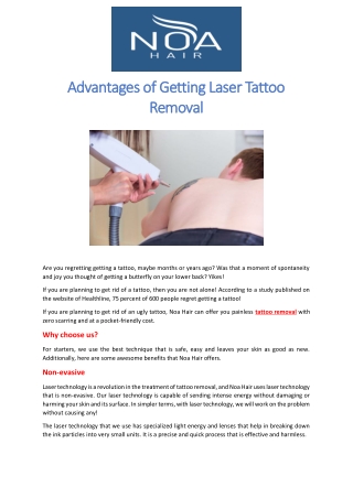 Advantages of Getting Laser Tattoo Removal