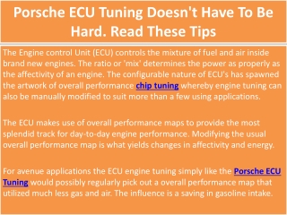 Porsche ECU Tuning Doesn't Have To Be Hard. Read These Tips