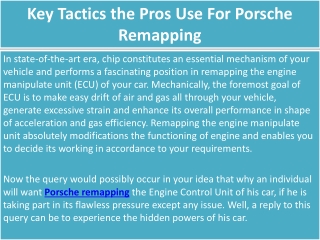 Key Tactics the Pros Use For Porsche Remapping