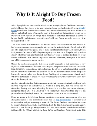 Why Is It Alright To Buy Frozen Food?