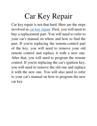 Car Key Repair