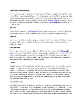 Top Windows 10 Home Features