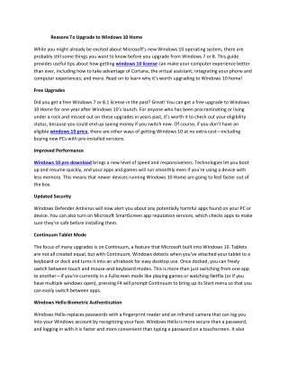 Reasons To Upgrade to Windows 10 Home