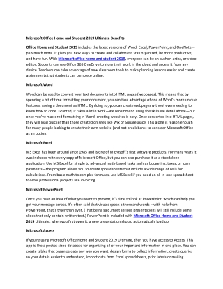 Microsoft Office Home and Student 2019 Ultimate Benefits