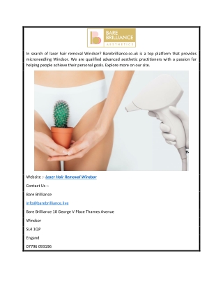 Laser Hair Removal Windsor  Barebrilliance.co.uk