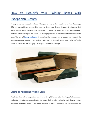How to Beautify Your Folding Boxes with Exceptional Design