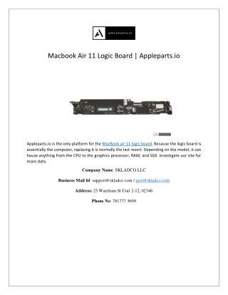 Macbook Air 11 Logic Board | Appleparts.io