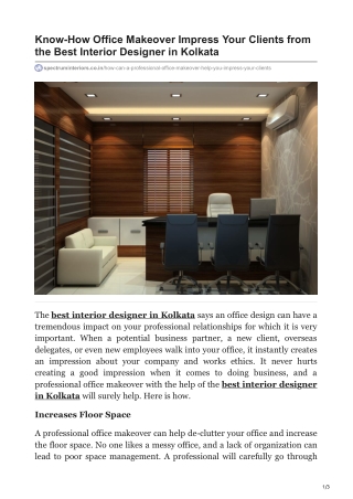 Know-How Office Makeover Impress Your Clients from the Best Interior Designer in Kolkata