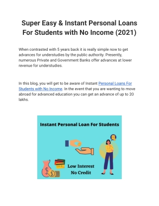 Super Easy & Instant Personal Loans For Students with No Income (2021)